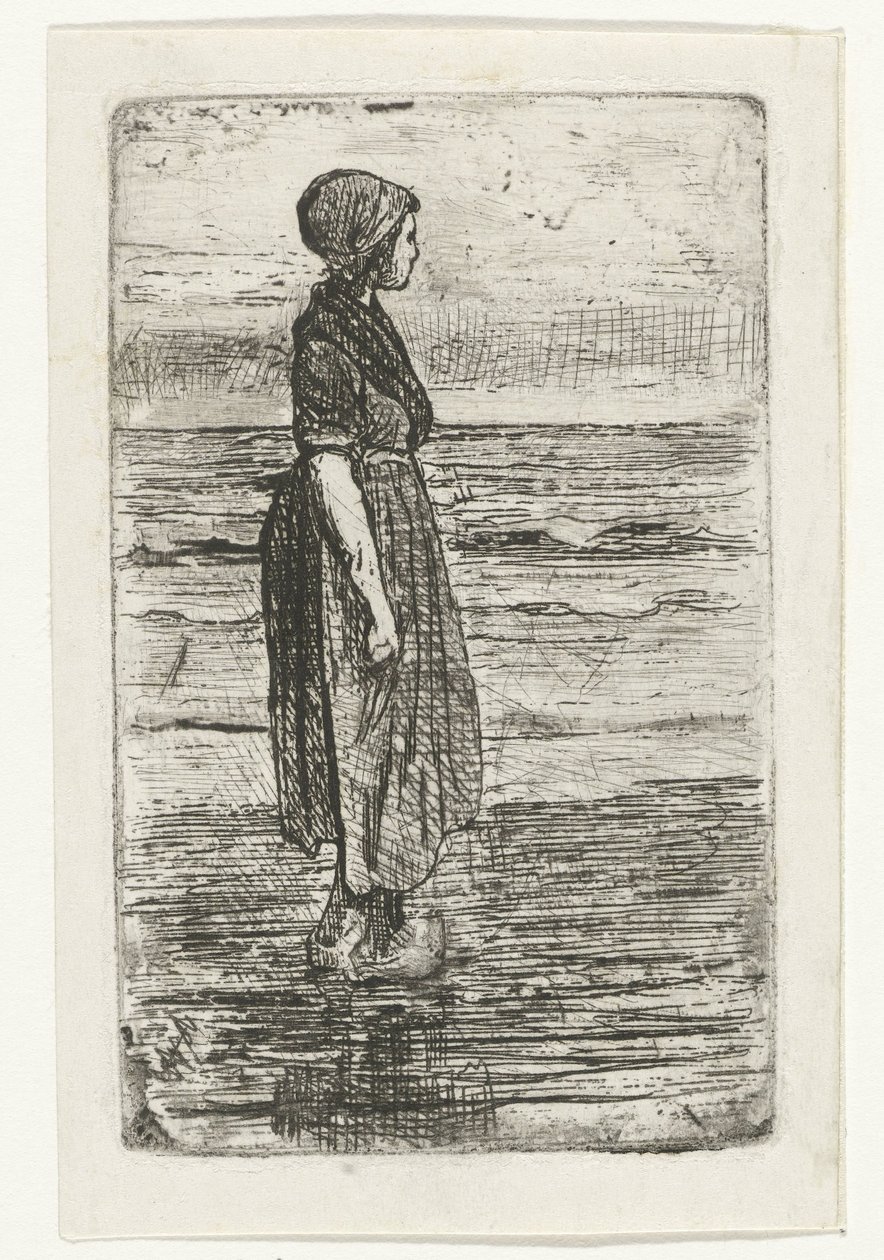 Stående kvinne på stranden av Jozef Israëls