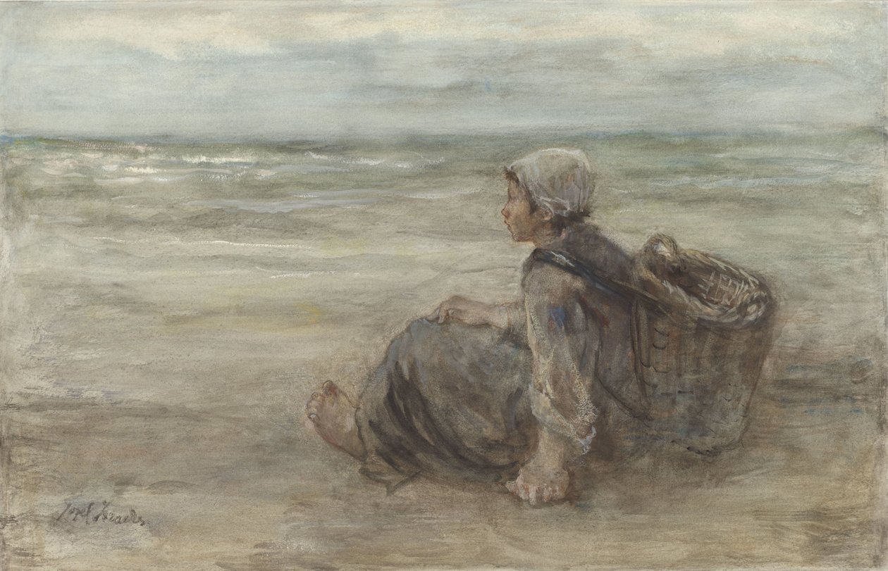 Fiskerjente på stranden av Jozef Israëls