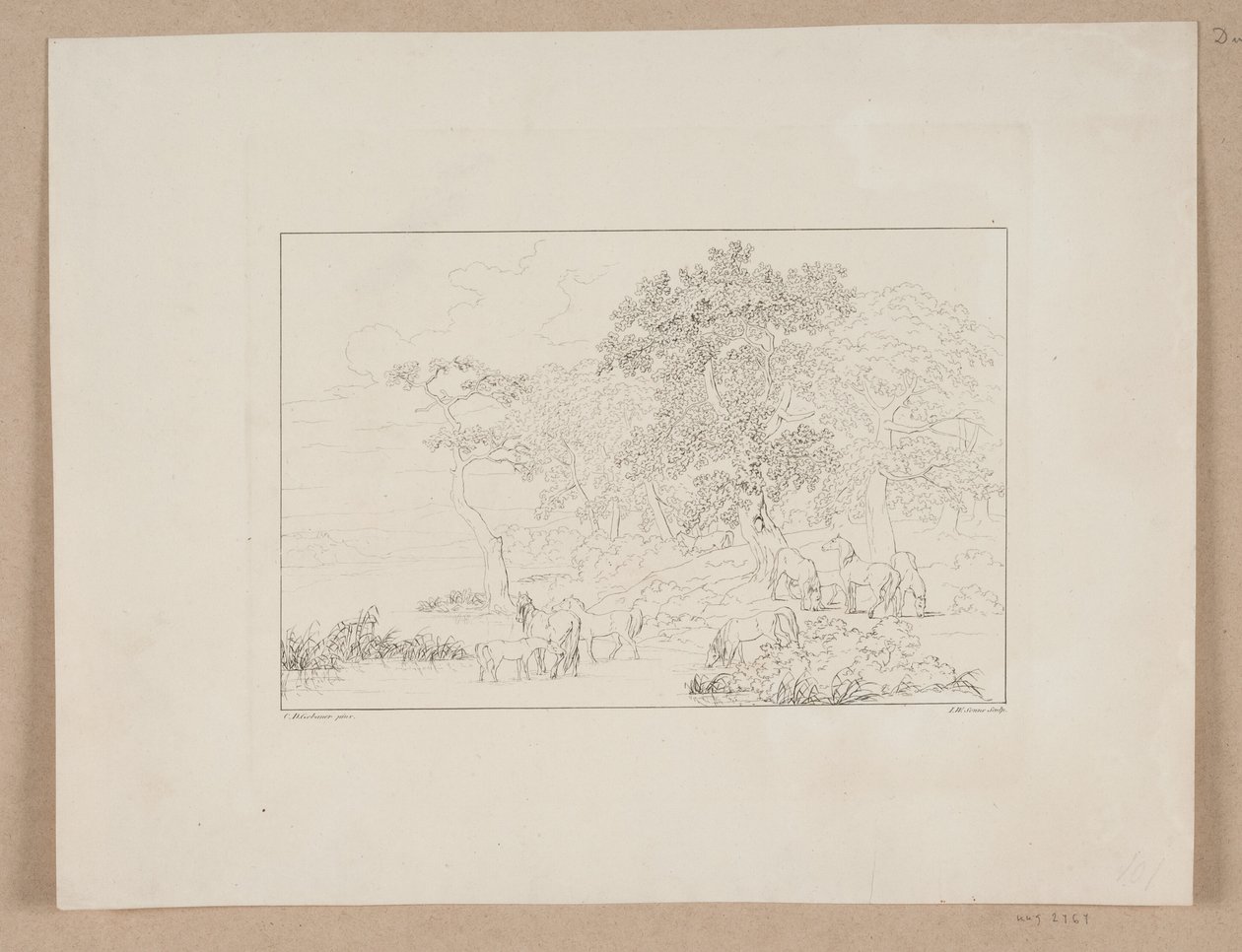 Hester ved en innsjø av Jørgen V. Sonne