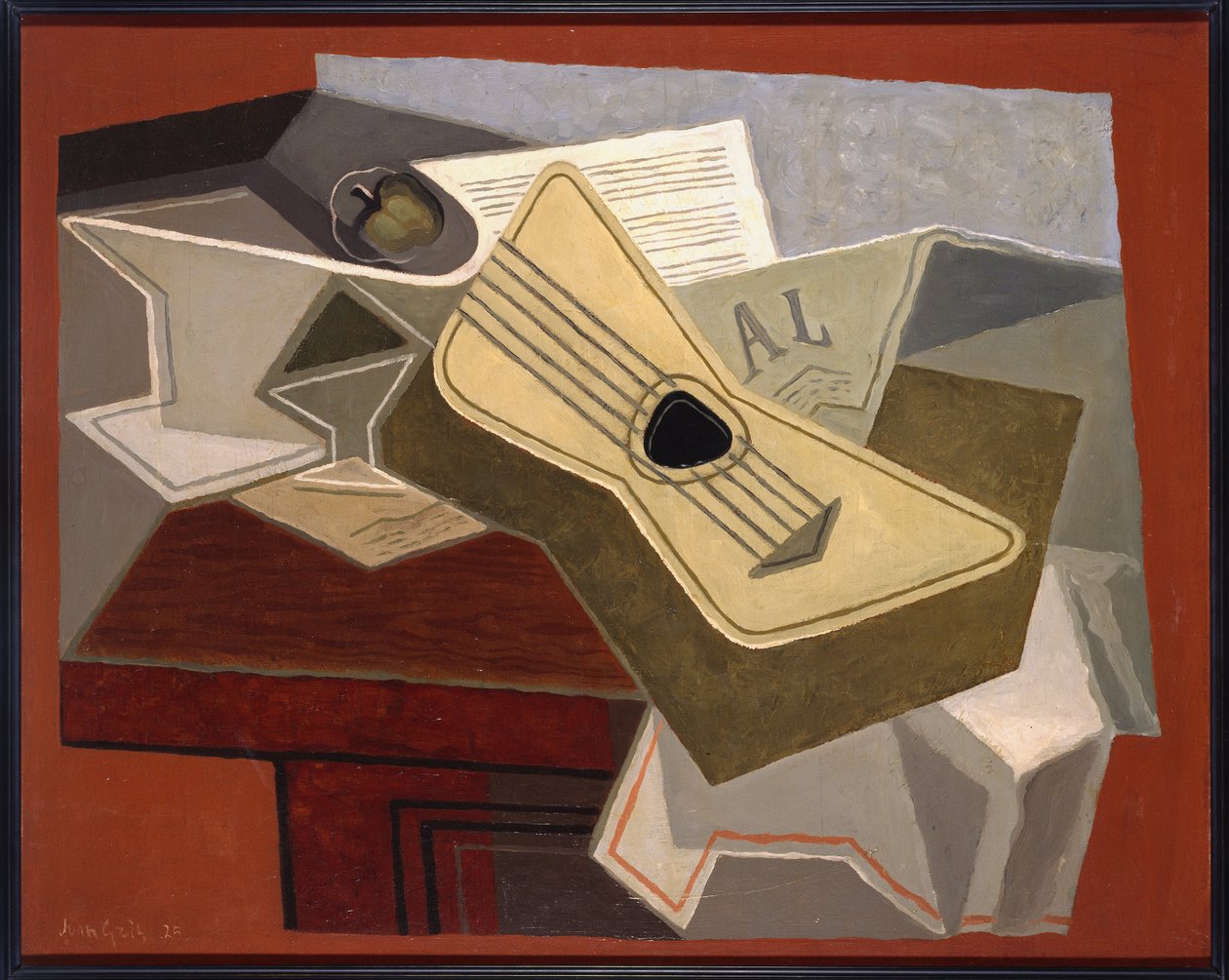 Gitar og avis av Juan Gris