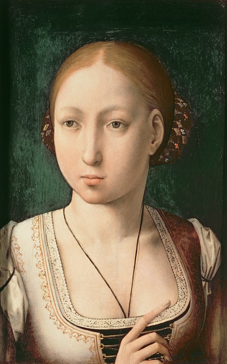 Juana eller Joanna av Castilla, kalt "The Mad" (1479-1555) datter av Ferdinand II av Aragon (1452-1516) og Isabella av Castilla (1451-1504), 1500 (panel) av Juan de Flandes