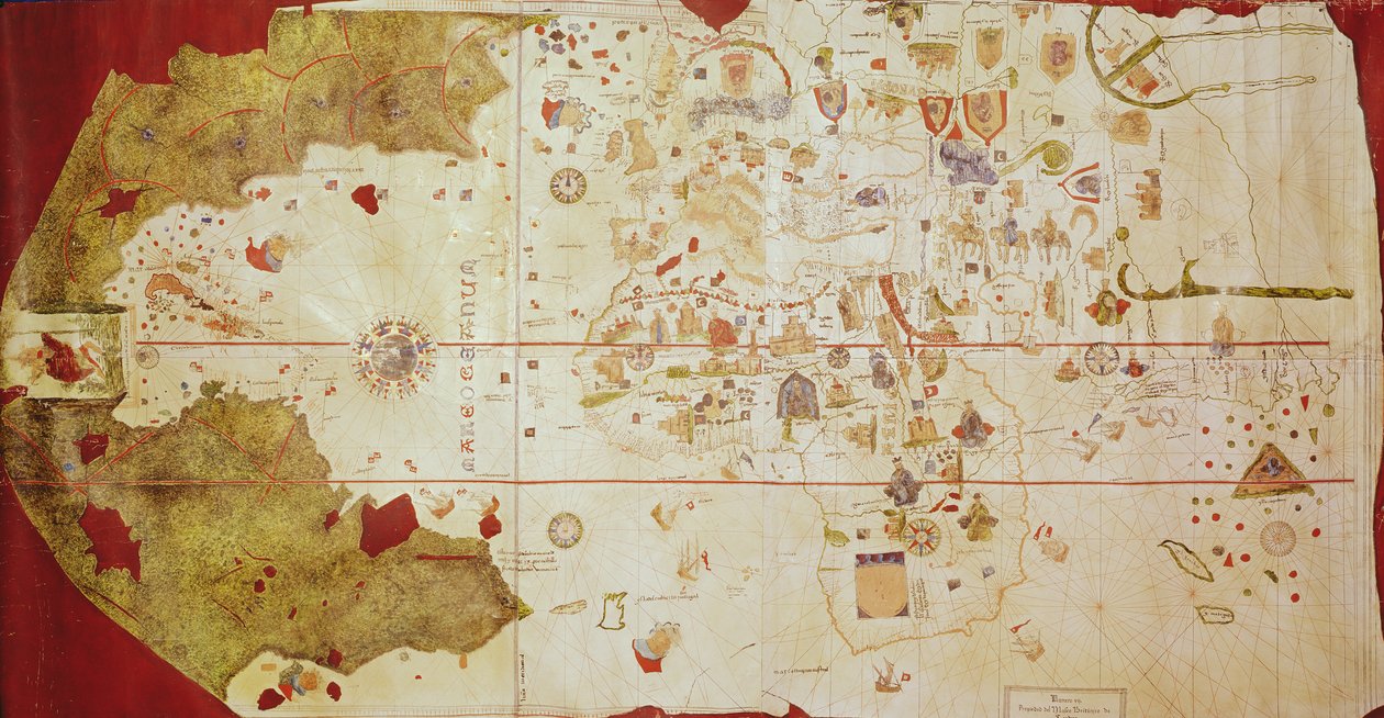 Mappa Mundi, 1502 (gouache og penn og blekk på papir) av Juan de la Cosa