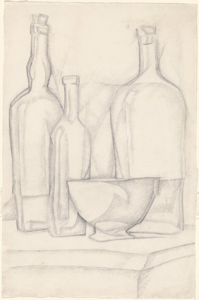 Flasker og bolle av Juan Gris