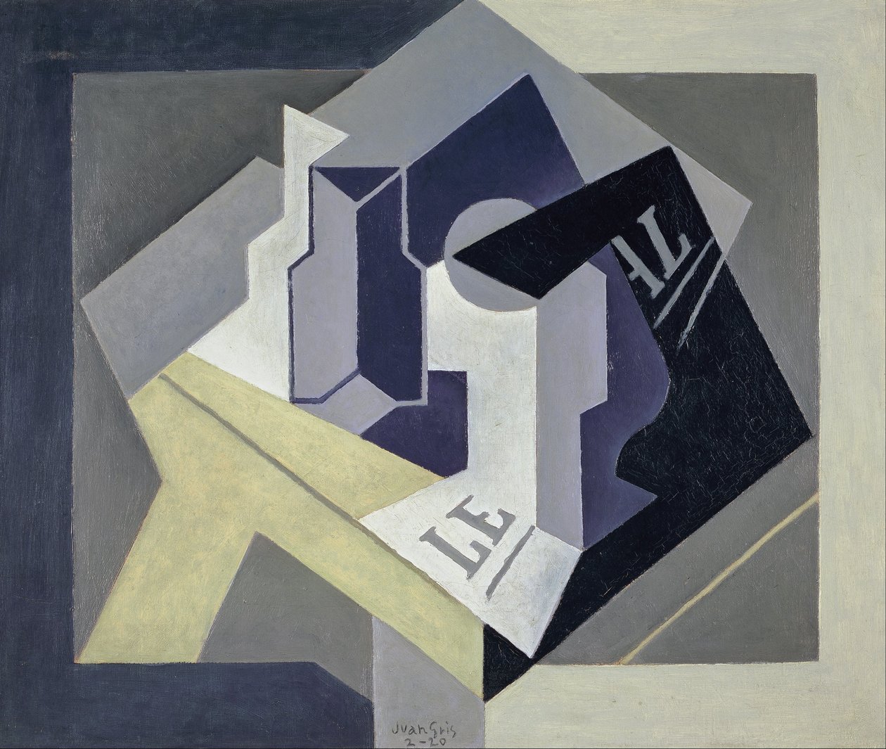 Fruktskål og avispapir av Juan Gris