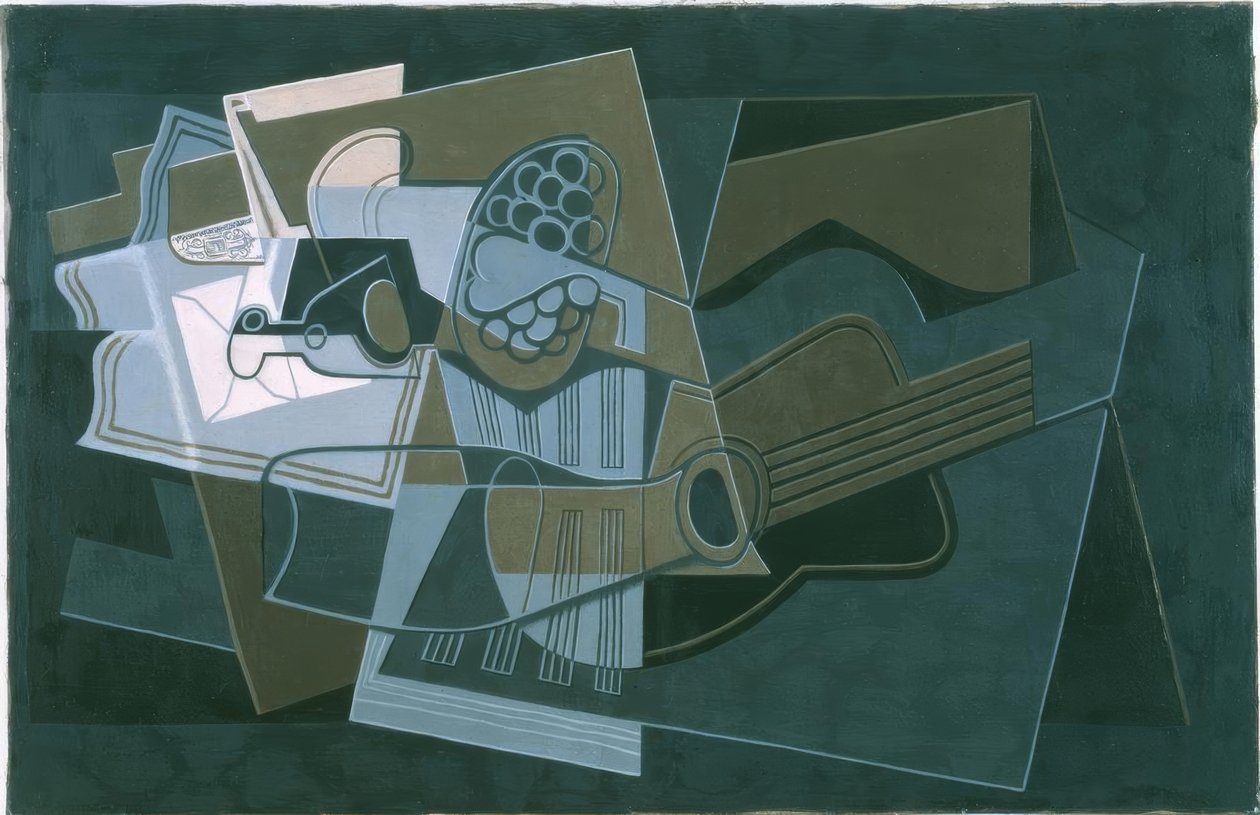 Gitar og flaske av Juan Gris