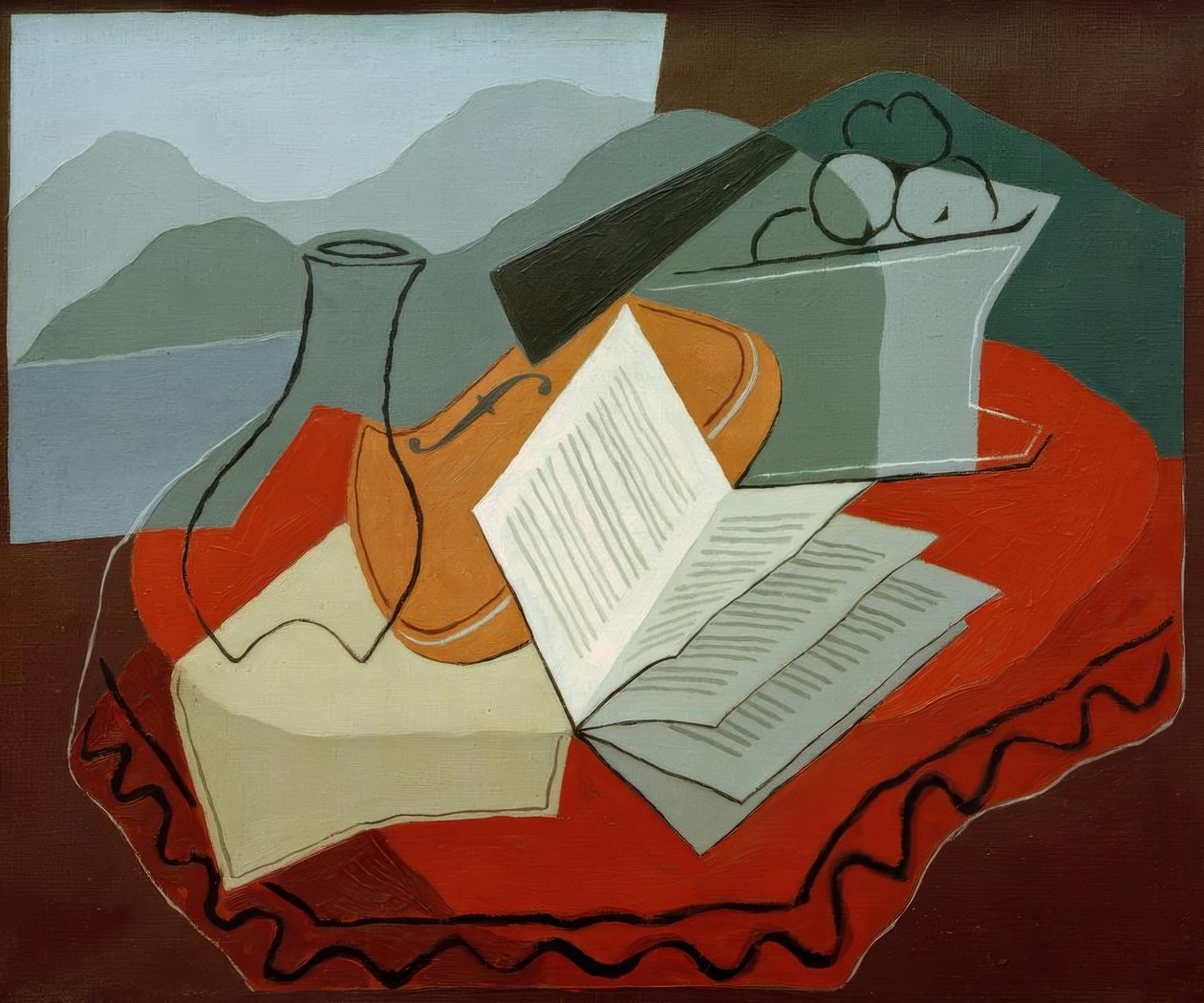 Fiolin i åpent vindu av Juan Gris