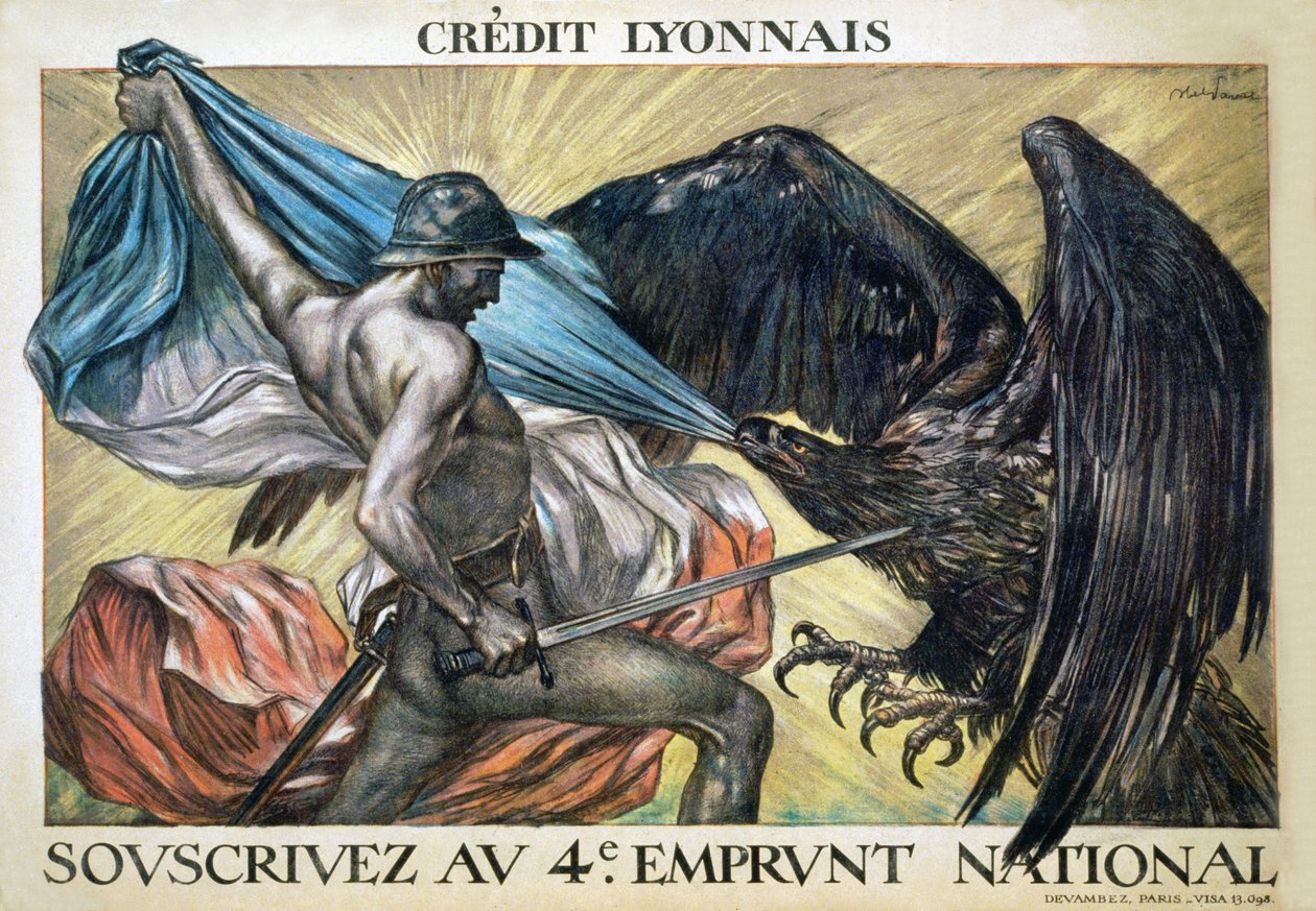 Kreditt Lyonnais. Abonner på det fjerde nasjonale lånet, 1918 av Jules Abel Faivre