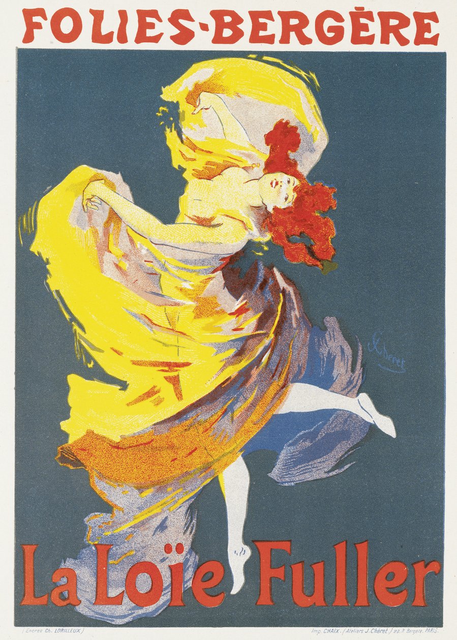 Plakat som reklamerer for en danseforestilling av Loie Fuller på Folies-Bergere av Jules Cheret