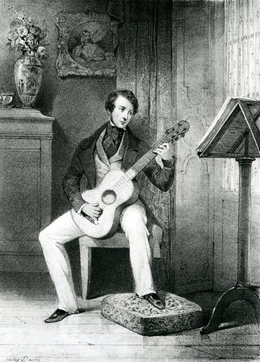 Gitarspilleren (litografi) av Jules David