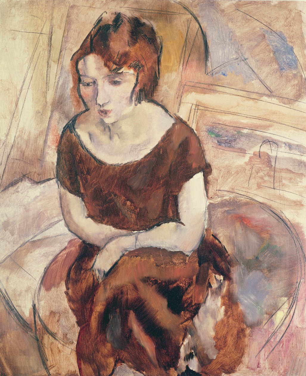 Ung kvinne, 1925 (olje på papp) av Jules Pascin