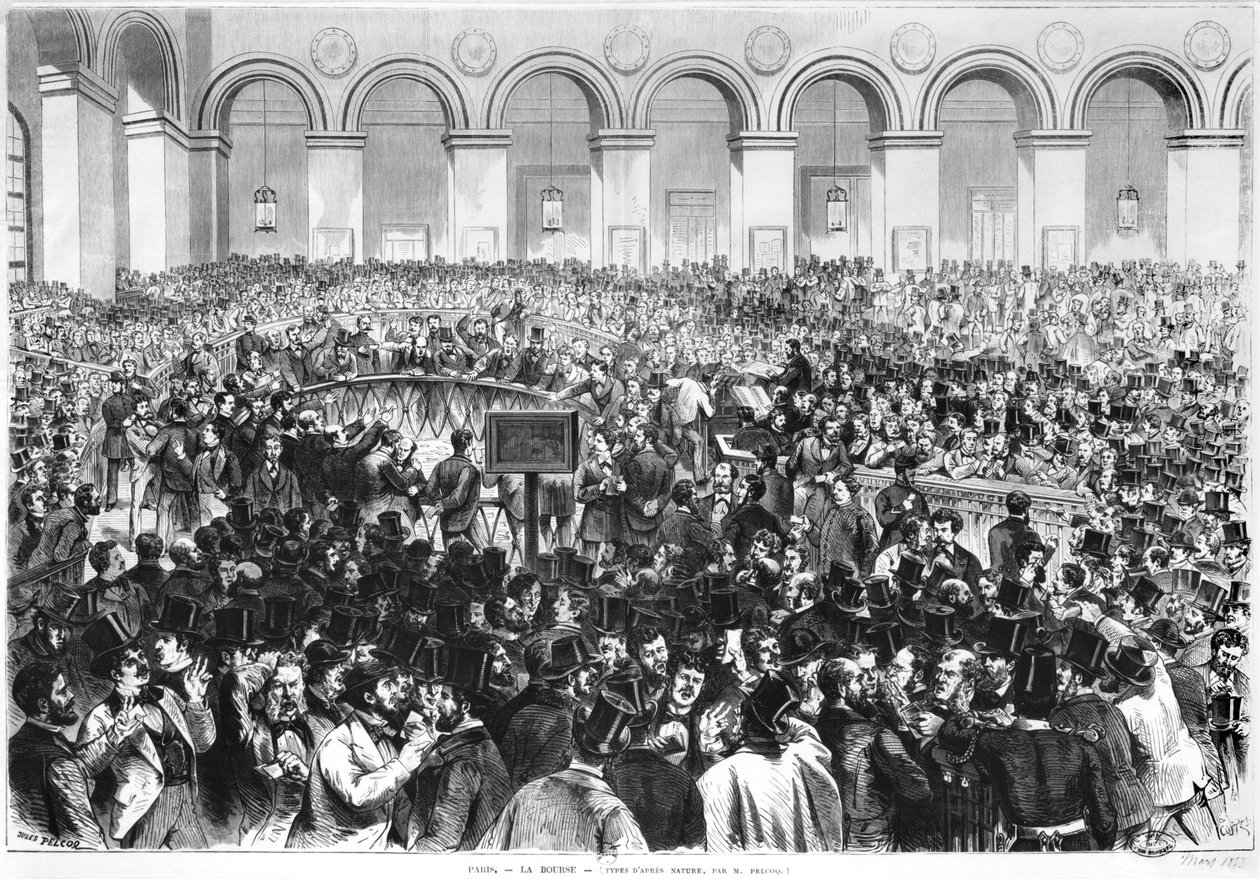 'Corbeille' ved børsen i Paris, 1873 av Jules Pelcoq
