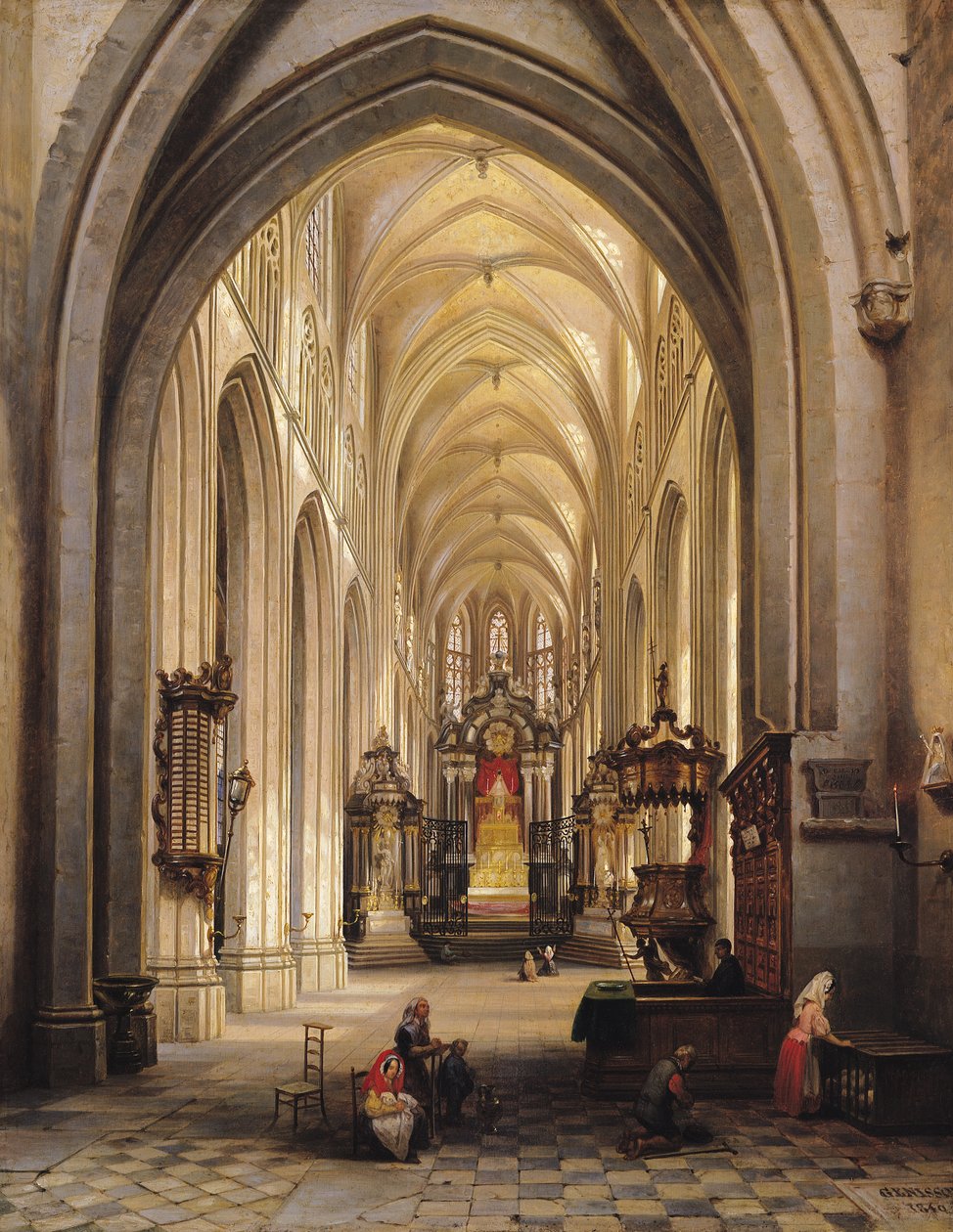 Interiør i en kirke, 1840 av Jules Victor Genisson