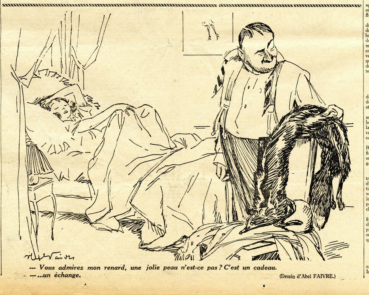 Oppriktig, satirisk i N & B av Jules Abel Faivre