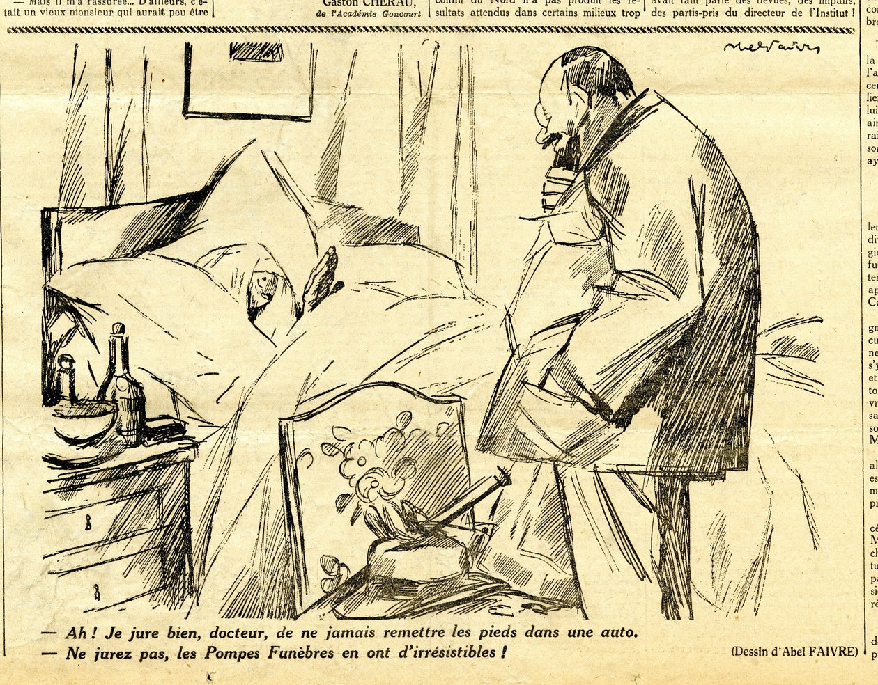 Oppriktig, satirisk i svart-hvitt av Jules Abel Faivre