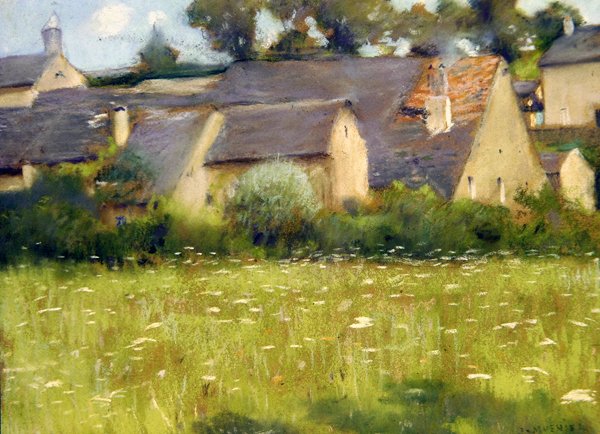 Plein-Air Landscape (pastell på papir) av Jules Alexis Muenier