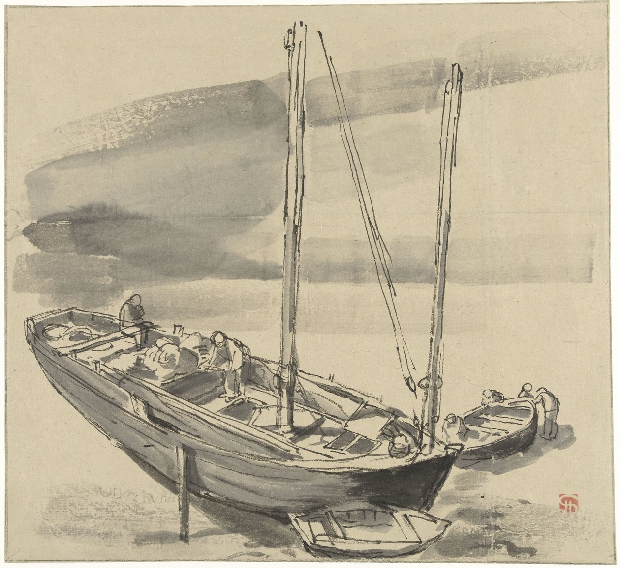 Båter på Grancamp (Calvados) av Jules Chadel