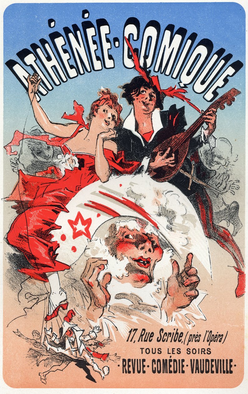 Teateret til Athenee Comique, ca. 1870-1880 (plakat) av Jules Cheret