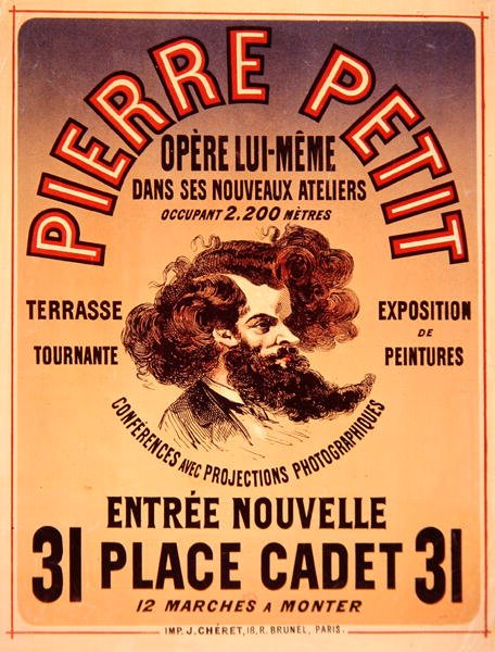 Plakat som reklamerer for Pierre Petits nye studioer av Jules Cheret