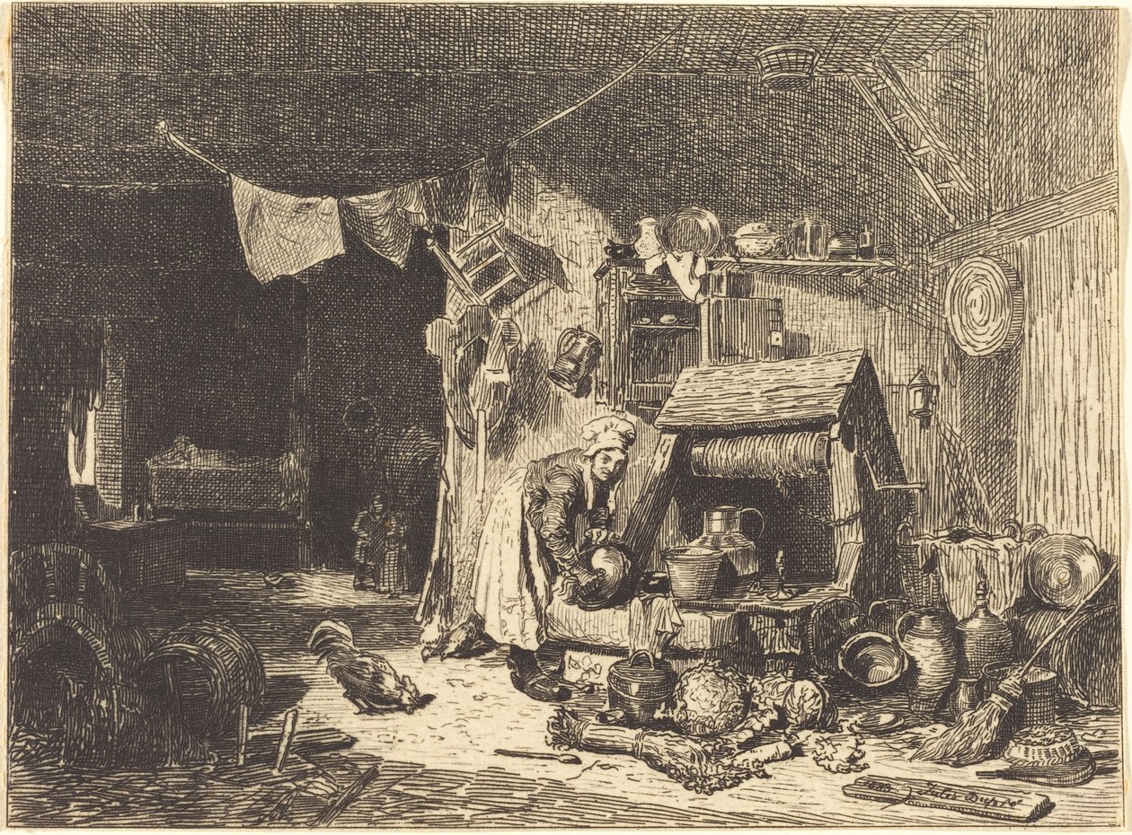 Interiør i et gårdshus av Jules Dupré