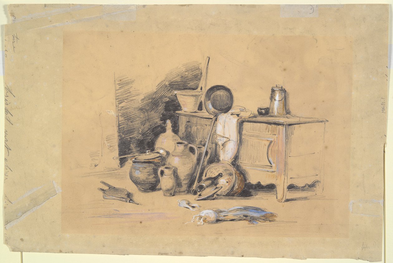 Landskap (rekto); Stilleben (verso) av Jules Dupré