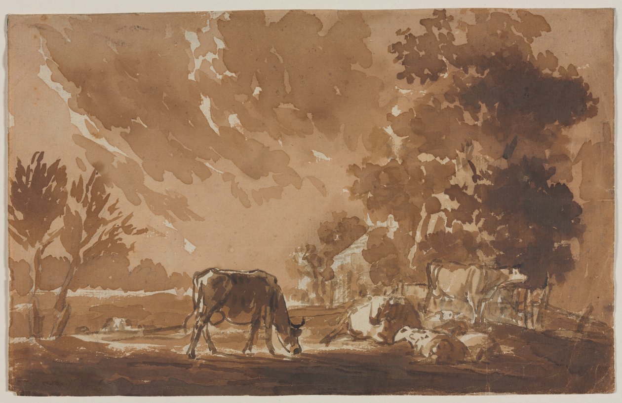 Landskap med storfe (recto) av Jules Dupré
