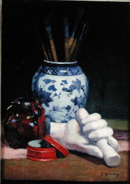 Stilleben med en blå vase av Jules Ernest Renoux