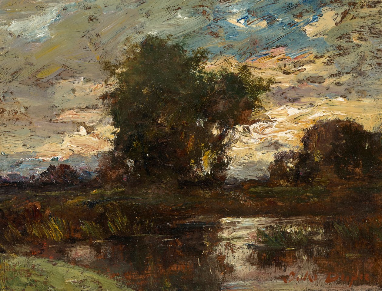 Kveldshimmel over stående vann av Jules Louis Dupré