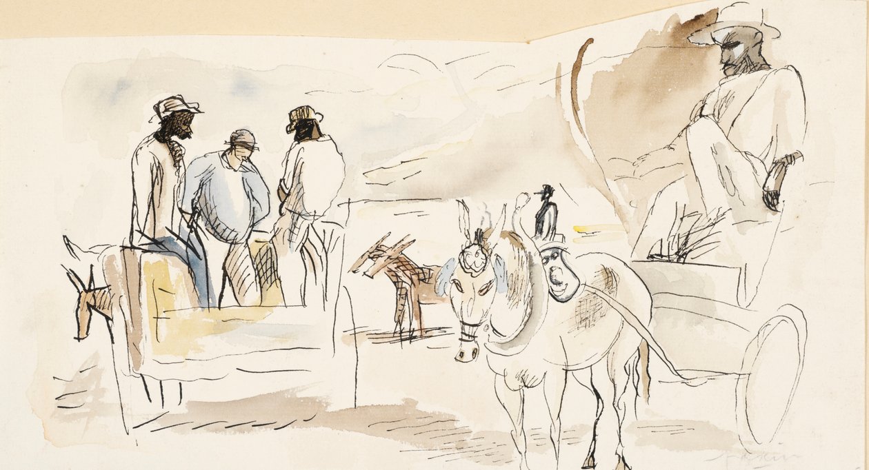 Svart og to vogner av Jules Pascin