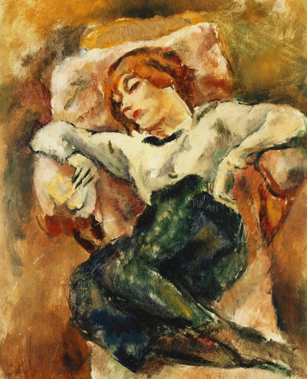 Hermelin hviler; Stoat hviler, 1916 av Jules Pascin