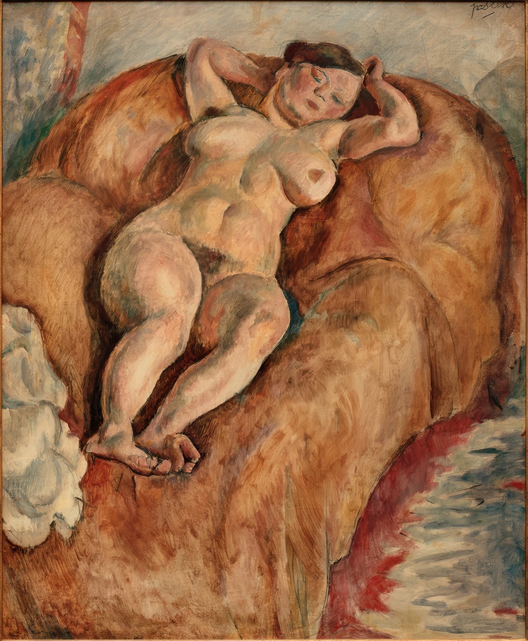 Liggende naken kvinne av Jules Pascin