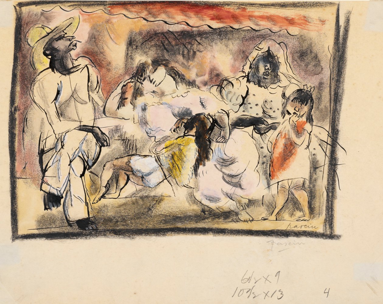 Mann, to kvinner, to barn av Jules Pascin