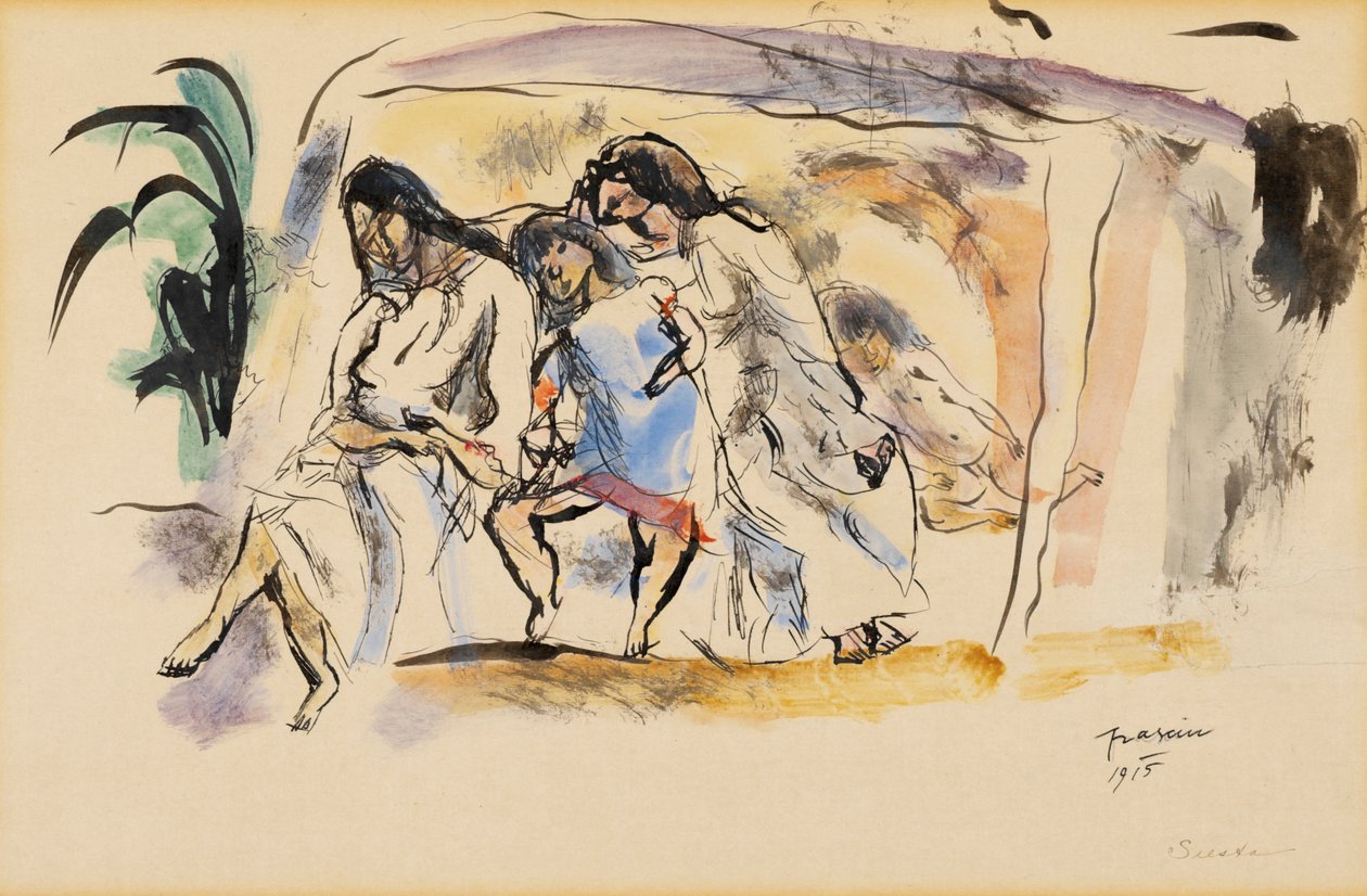 Siesta, 1915 (toalett er papir) av Jules Pascin