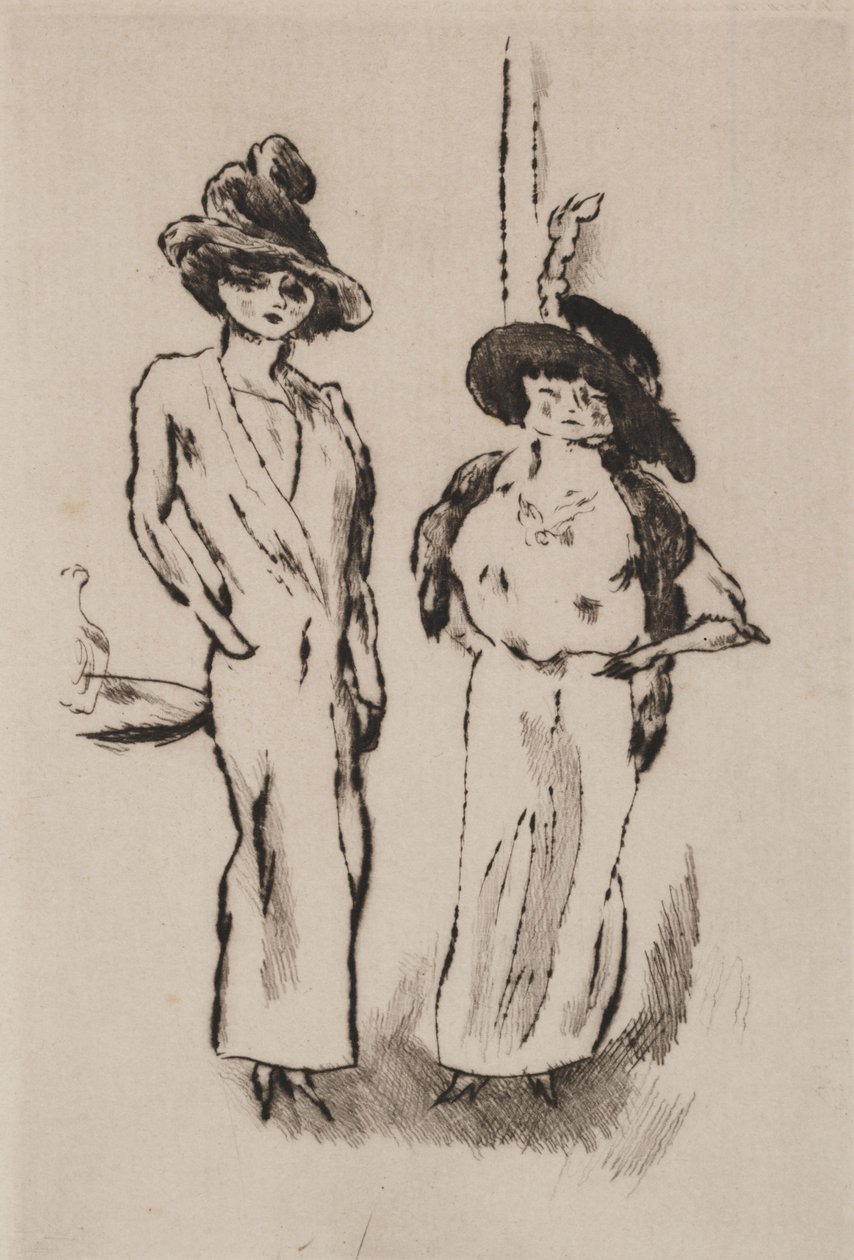 Two Women at the Ball, ca. 1910 (radering) av Jules Pascin