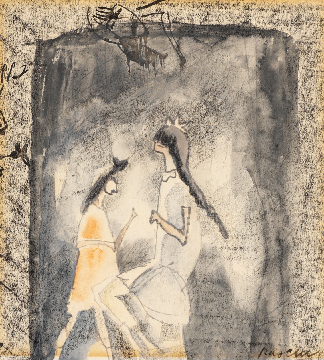 To unge jenter (wc på papir) av Jules Pascin