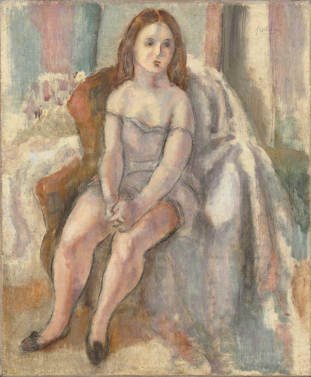 Ung kvinne i hvit kjemi av Jules Pascin