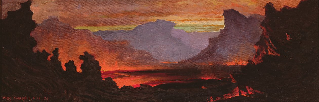 Hilo-vulkanen, Hawaii, 1886 av Jules Tavernier