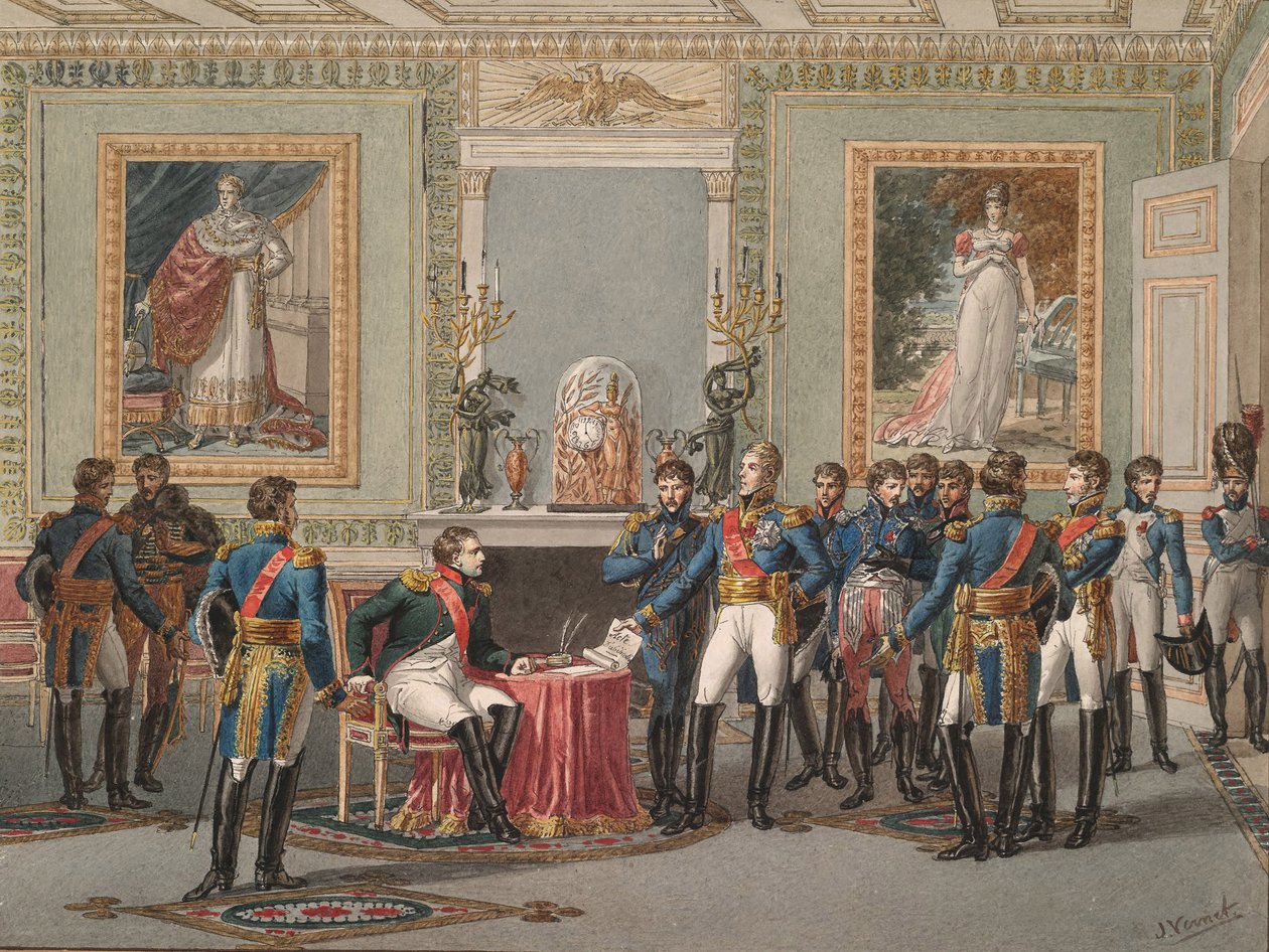 Abdikasjonen av Napoleon ved Fontainebleau, 1815 av Jules Vernet