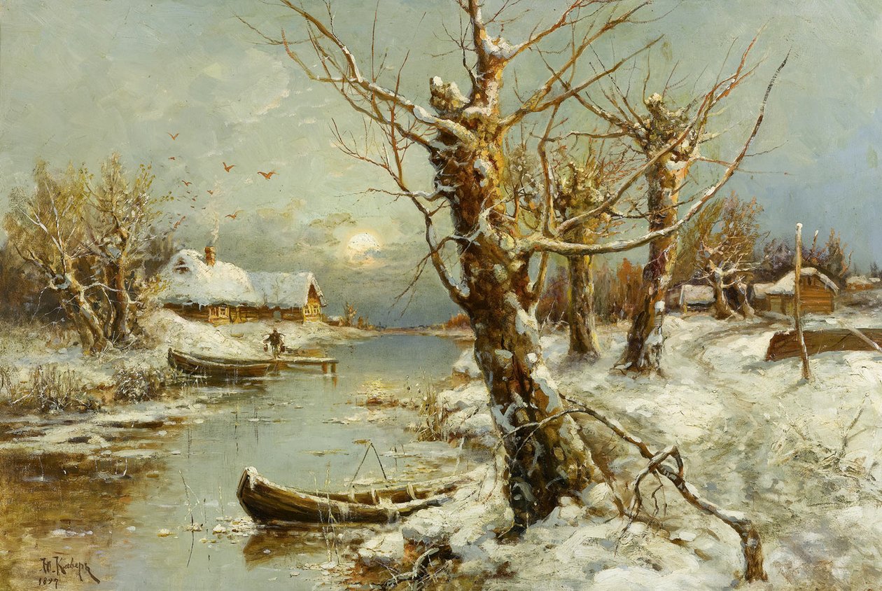 Winter River Landscape, 1897 av Juli Julievich Klever