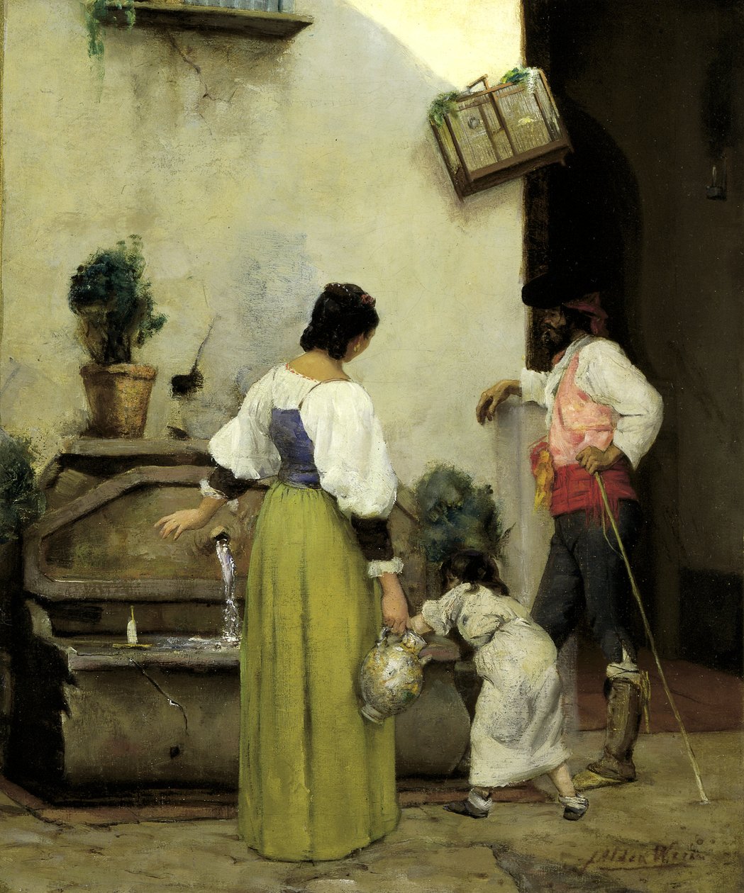 Ved vanntrauet, 1876-1877. av Julian Alden Weir