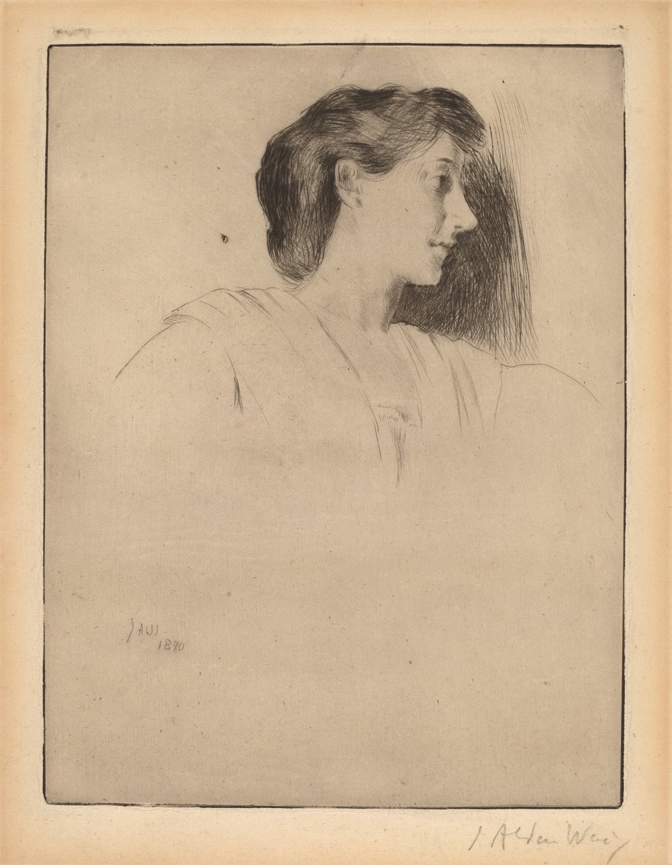 Profilsjef for en kvinne, 1890. av Julian Alden Weir