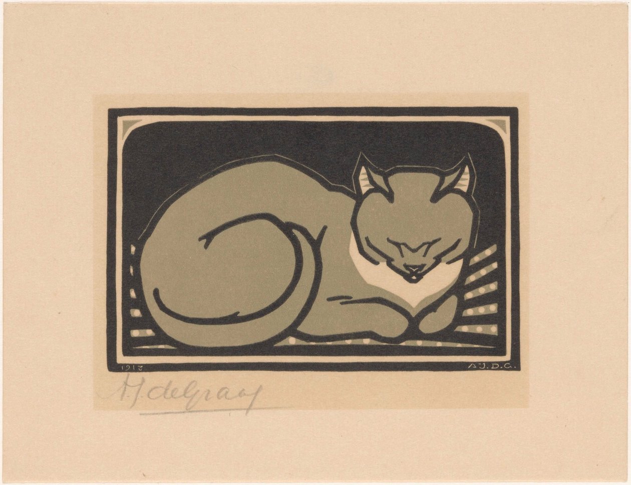 sovende katt av Julie de Graag (signed by artist)