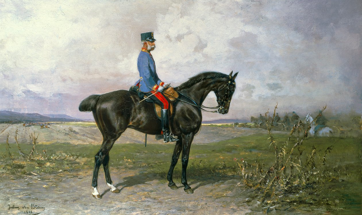 Keiser Franz Joseph I på sin østerrikske hest, 1898 av Julius von Blaas  