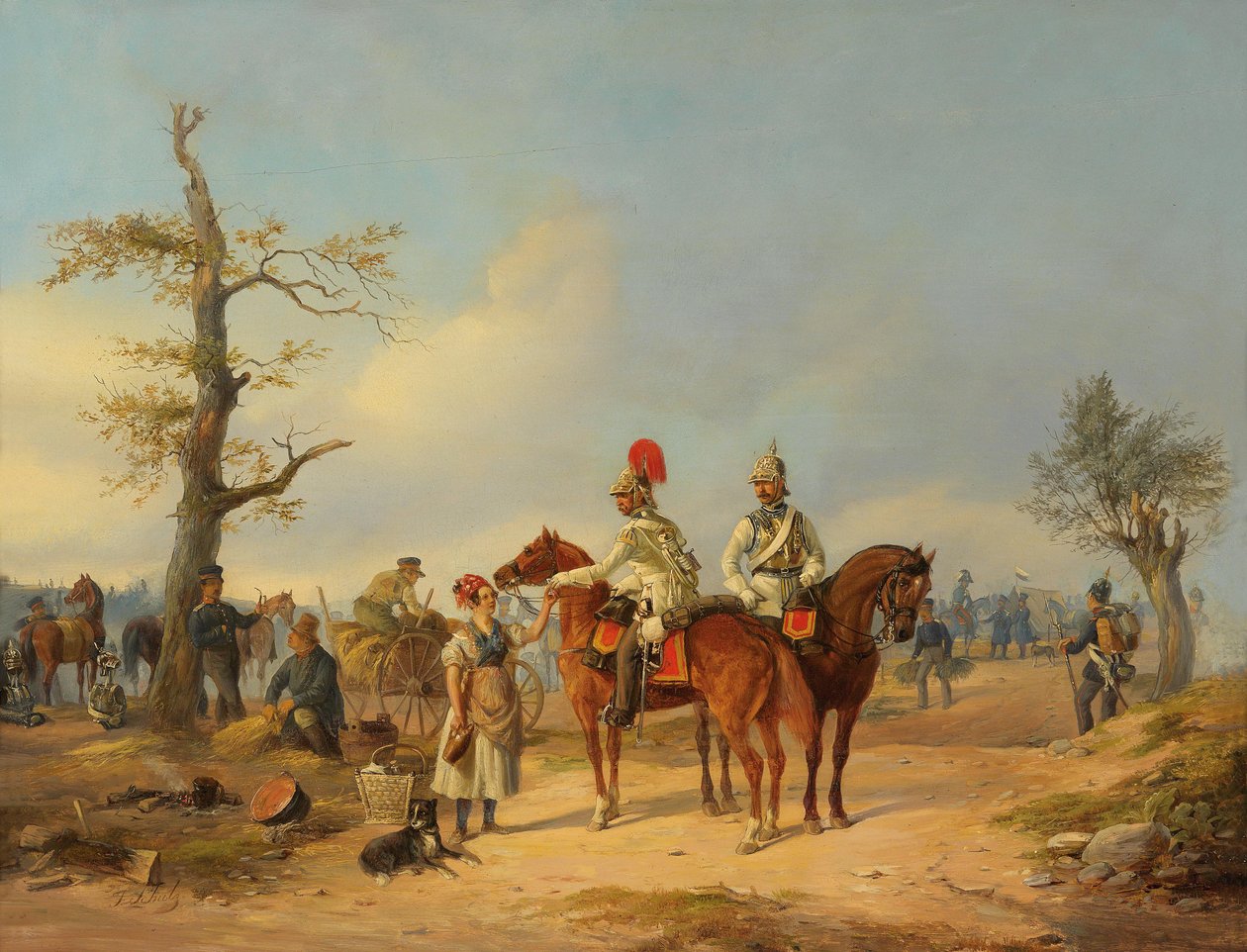 Sutler og prøyssiske Cuirassiers av Julius Carl Schulz