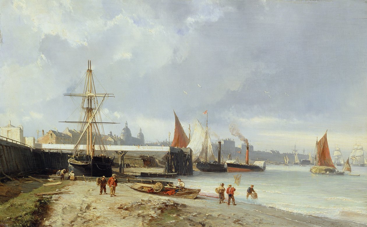 The Docks on the Bank i Greenwich av Julius Hintz