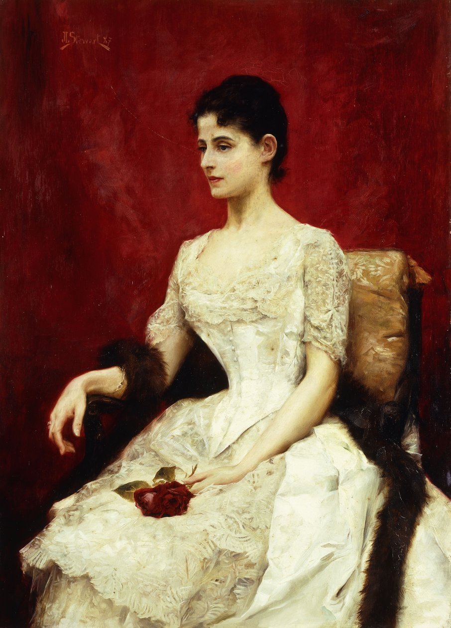 Crimson Roses and Lace, 1887 av Julius Leblanc Stewart
