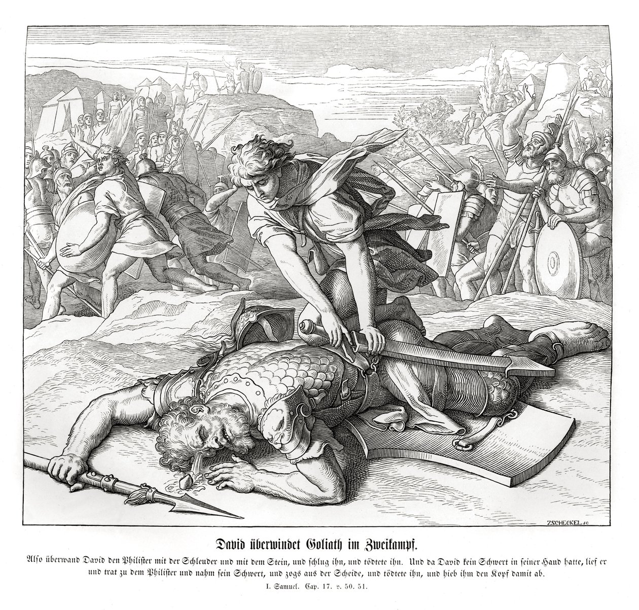 David beseirer Goliat av Julius Schnorr von Carolsfeld