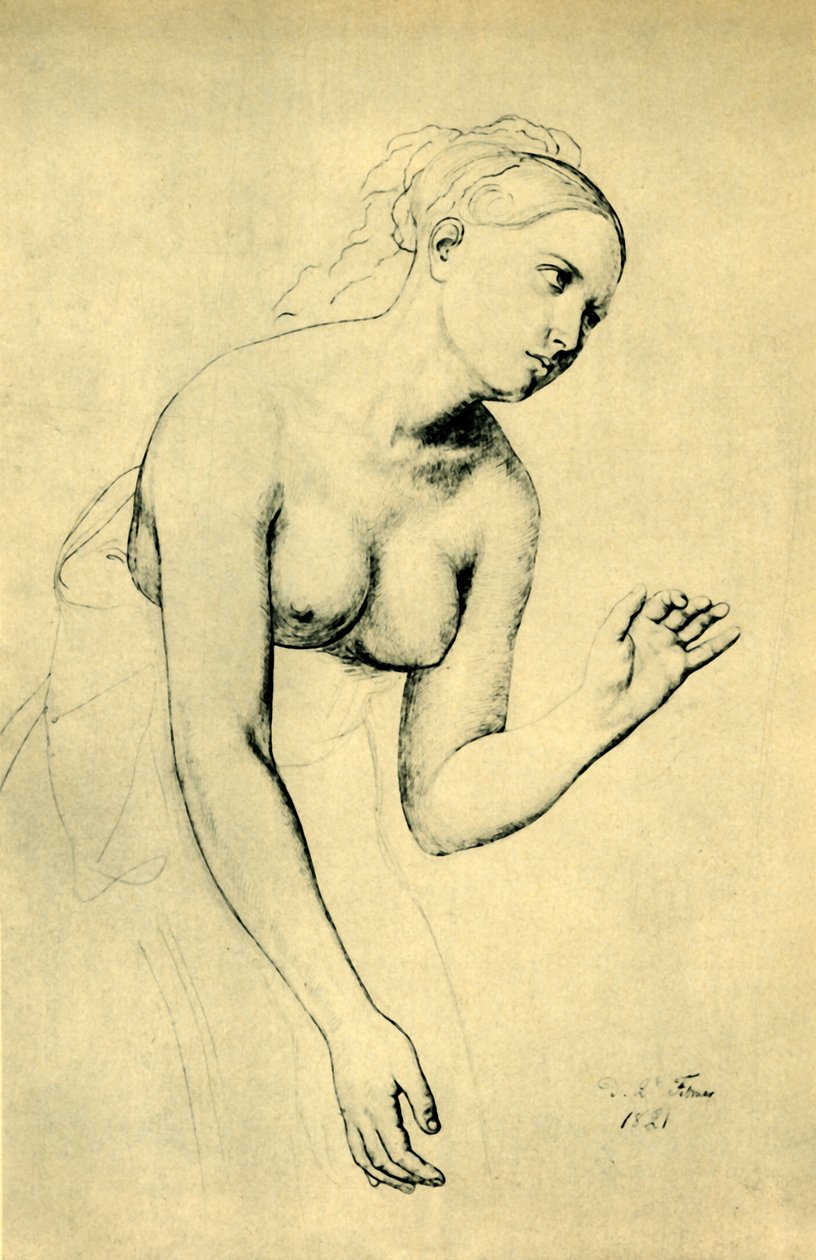 Halvnaken kvinne, 1821, 1943. av Julius Schnorr von Carolsfeld