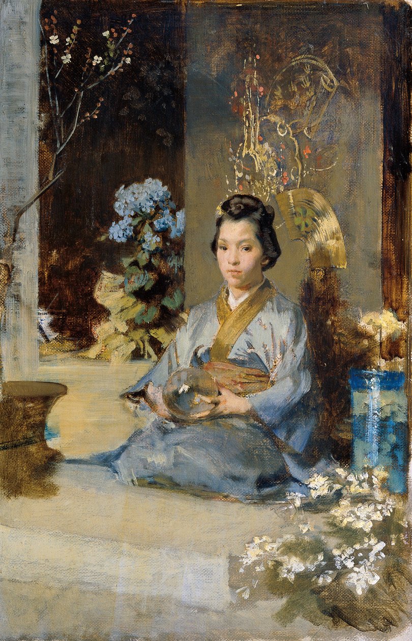 Japansk kvinne i et rom av Julius Victor Berger