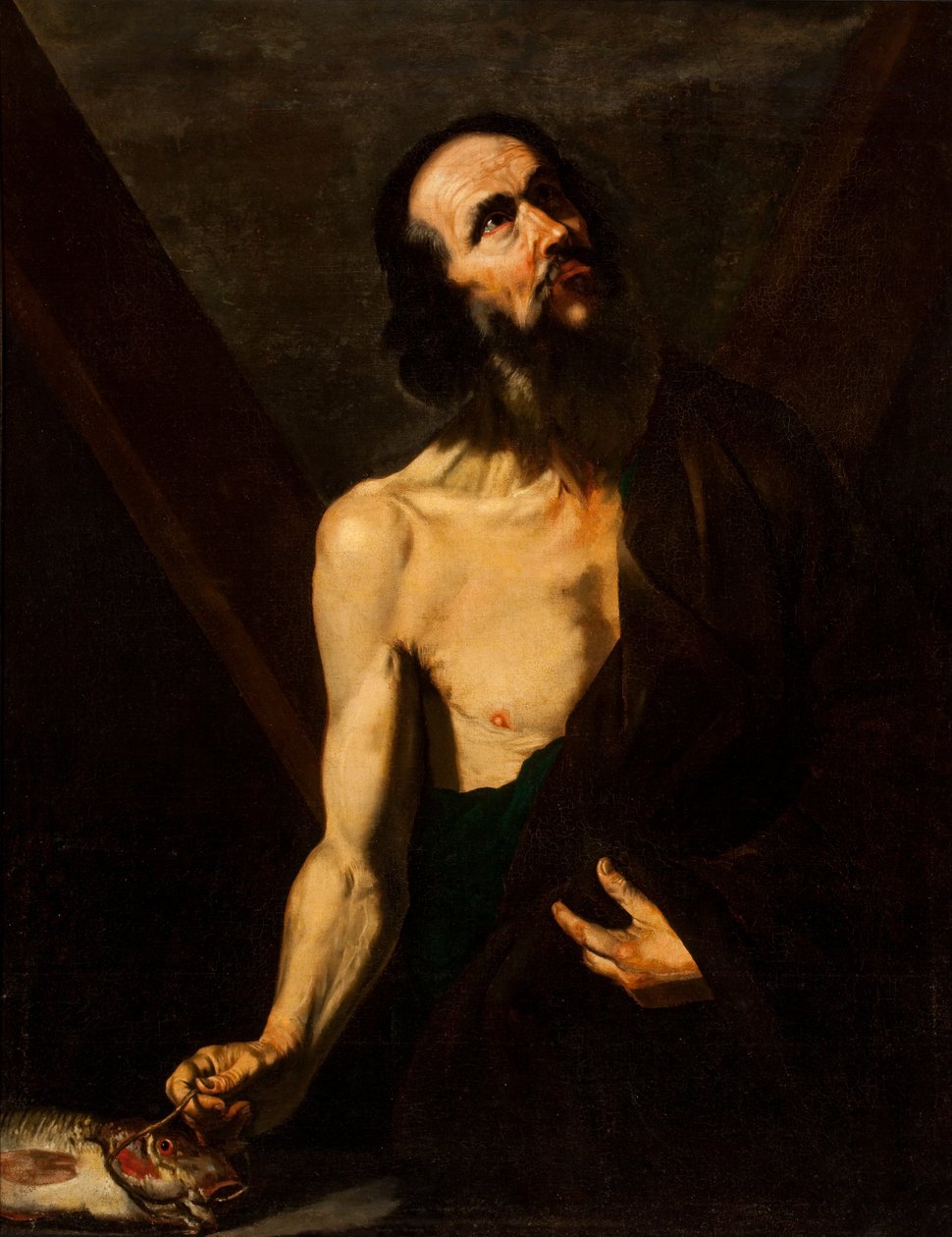 Saint Andrew (olje på lerret) av Jusepe de (attr.to) Ribera
