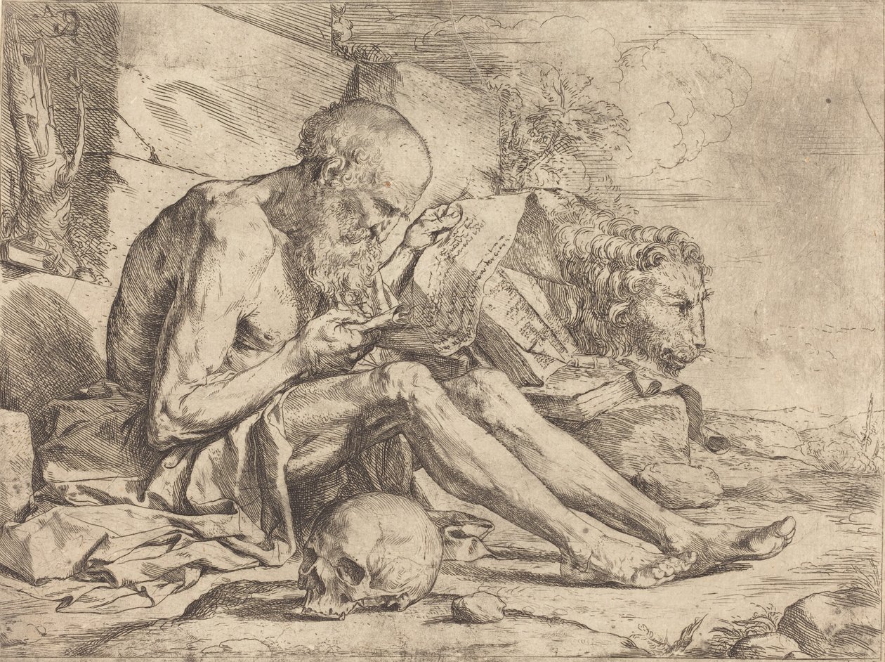 Saint Jerome Reading av Jusepe de Ribera